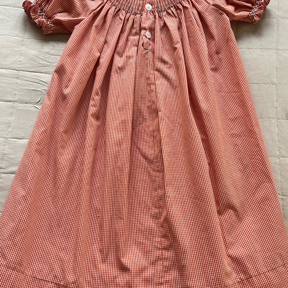 University of Tennessee UTK VOLS Orange White Check Gingham Smoked Dress 24 mo - Picture 11 of 12